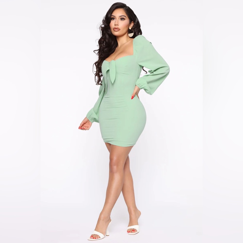 Long Sleeve Sage Mini Dress